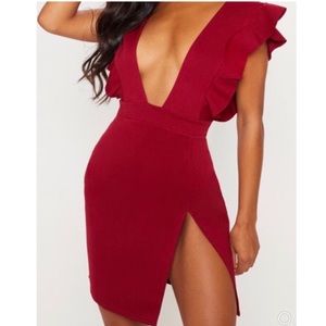 Burgundy-Red Frill Dress